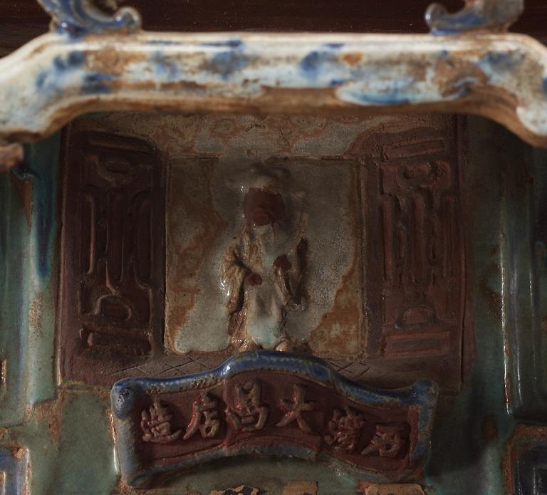 A large glazed shrine, presumably Ming dynasty.