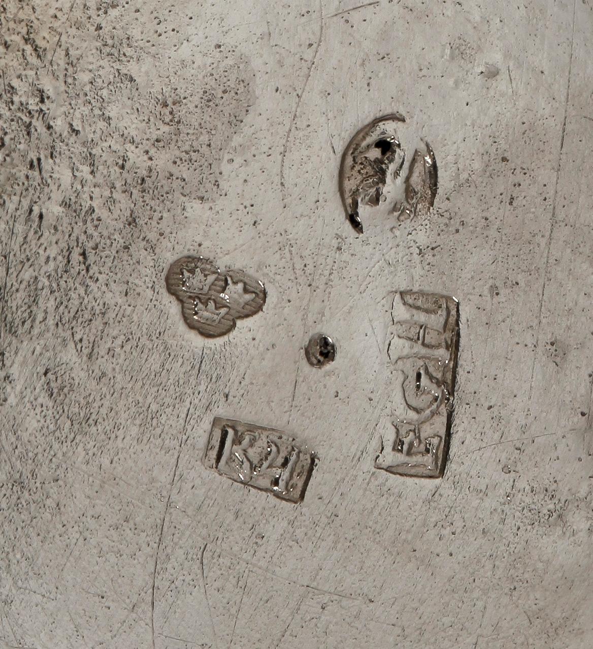 GRÄDDKANNOR, 2 st, silver, empire, bla Johan Fredrik Masman, Stockholm 1815. Totalvikt ca 180 gram.