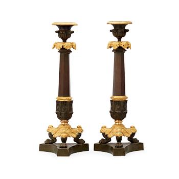 A pair of French Neo Gothic 19th century candlesticks.