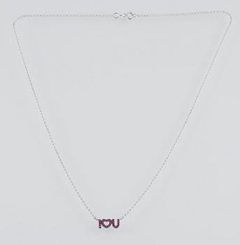 COLLIER, 18K vitguld med fasettslipade rosa safirer ca 0.12 ct. Vikt 1,8 gram.