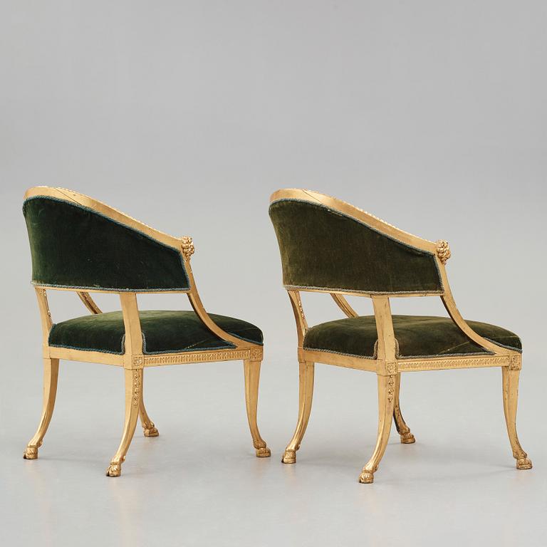 A pair of late Gustavian armchairs by Ephraim Ståhl (master in Stockholm 1794-1820).