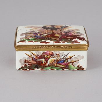 A German 18th century enamelled snuff-box with portrait of Frederick II.