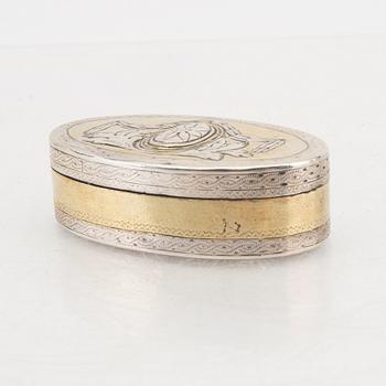 A Swedish 18th century silver box mark of Nils Hellberg Stockholm 1790 weight 64 grams.
