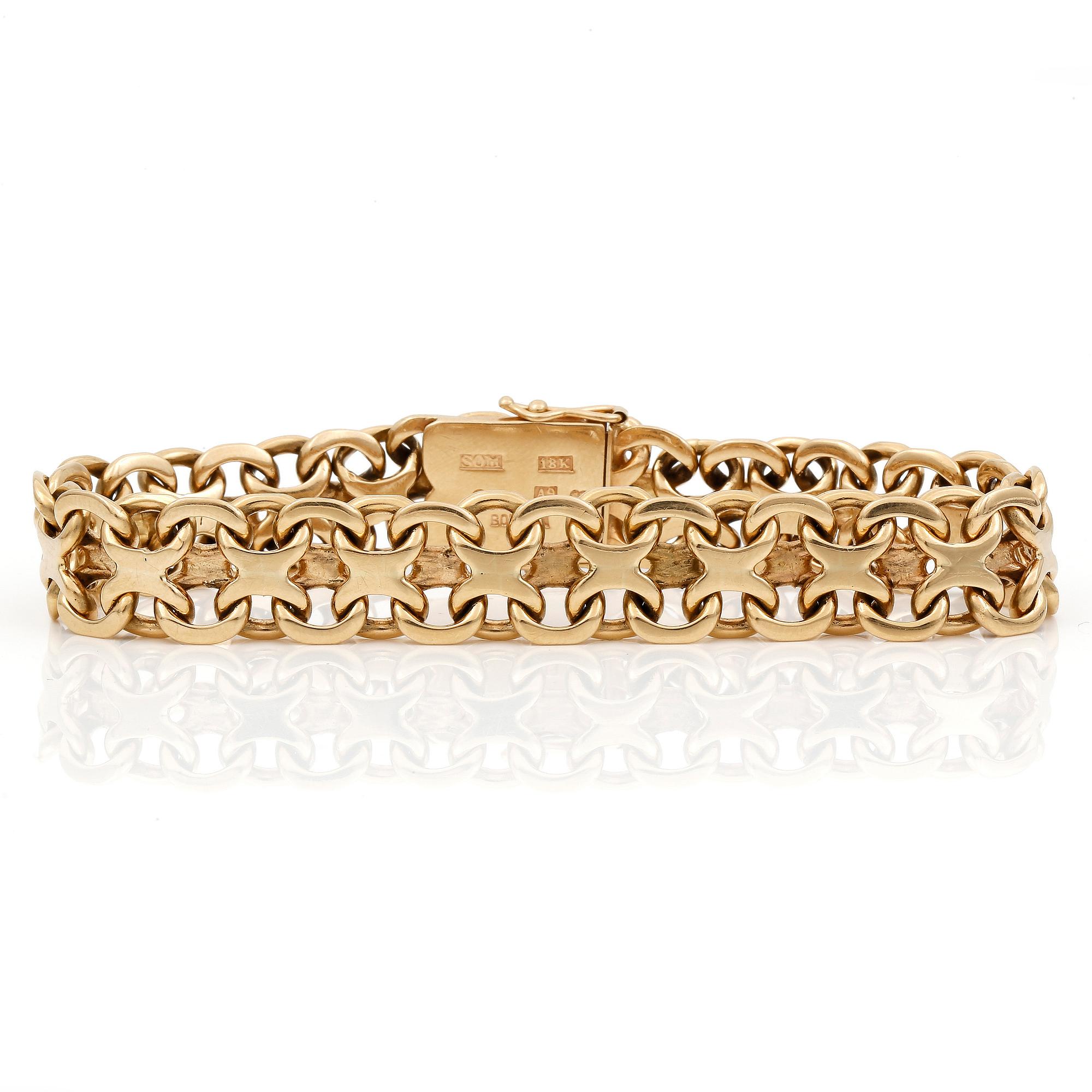 ARMLÄNK, 18K guld, Matsson för Boliden, Stockholm, 1951. Total vikt 42,46 g.