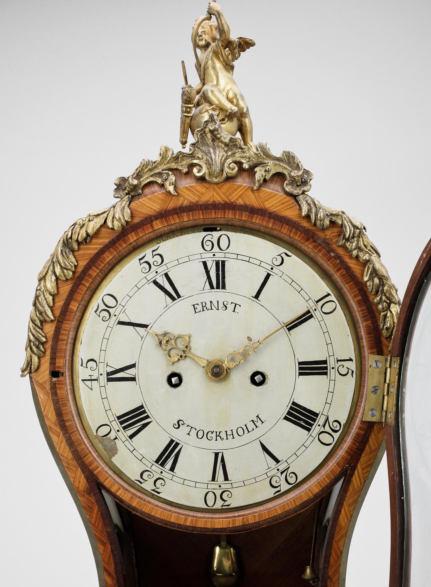 BORDSPENDYL, rokokostil, märkt Petter Ernst  Stockholm, 1800-tal.