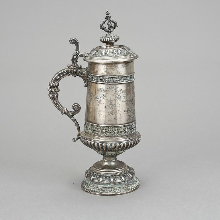 STOP, silver, Nyrenässans, otydliga stämplar, möjligen Göteborg 1885. Vikt ca 575 gram.