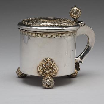 A Swedish 18th century parcel-gilt silver tankard, mark of Jacob Brunck, Stockholm 1724.