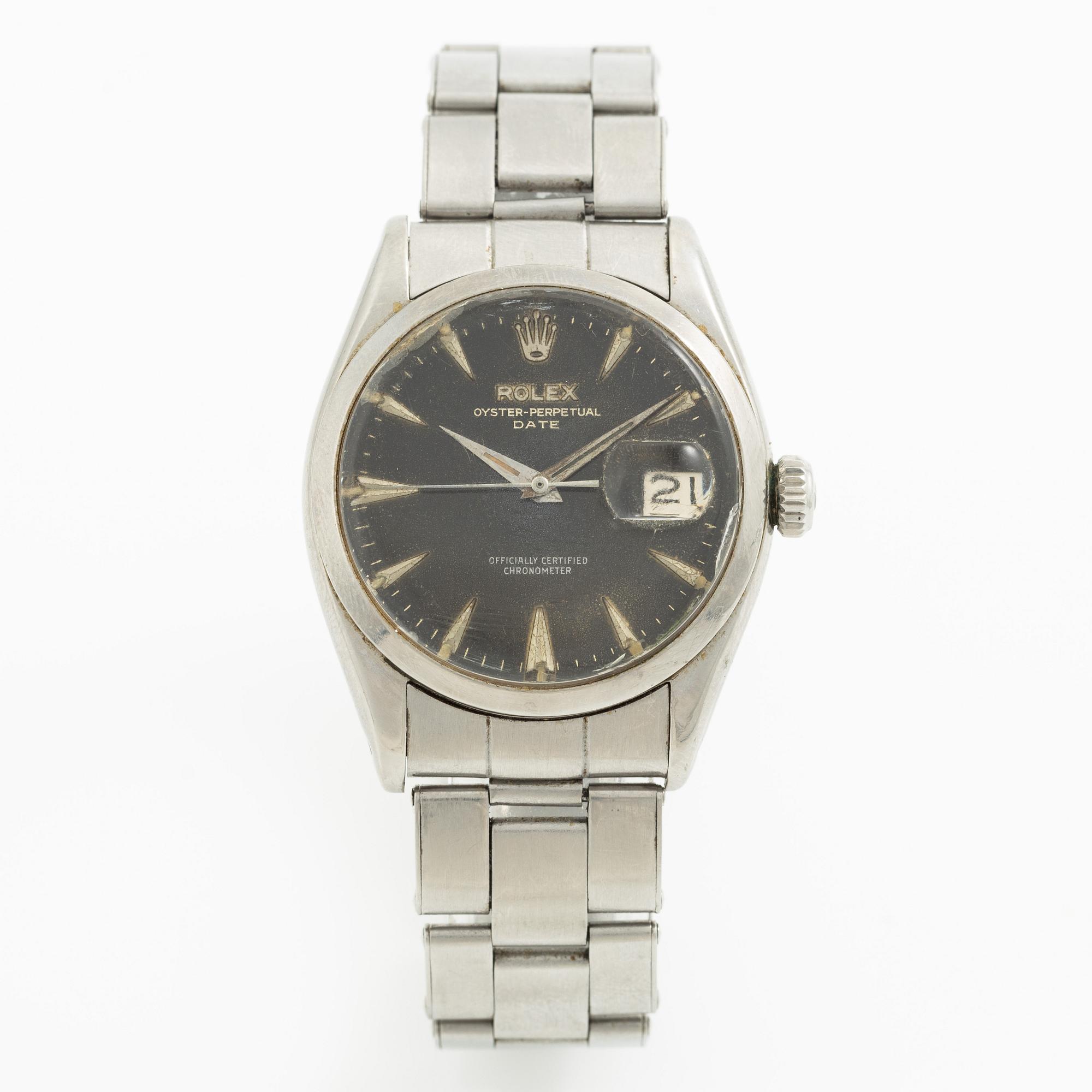 Rolex, Oyster Perpetual, Date, Chronometer, wristwatch, 34,5 mm.