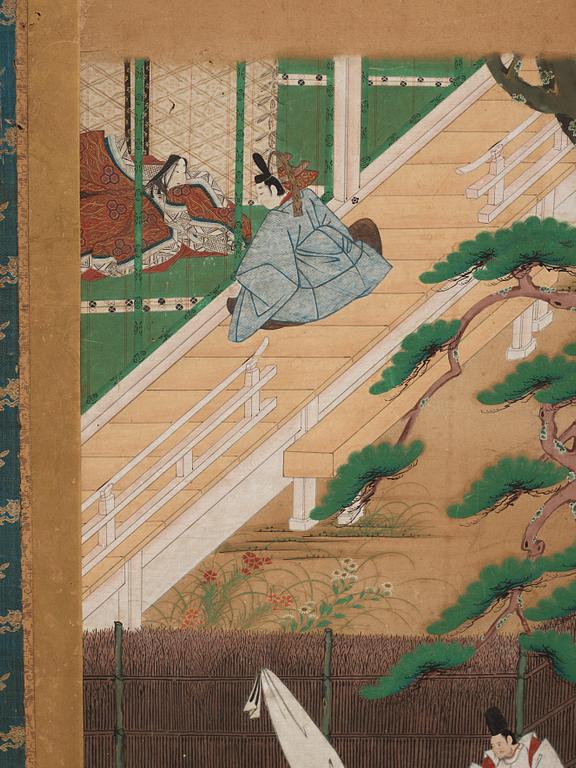 A Japanese six fold screen, Edo period (1603-1868).