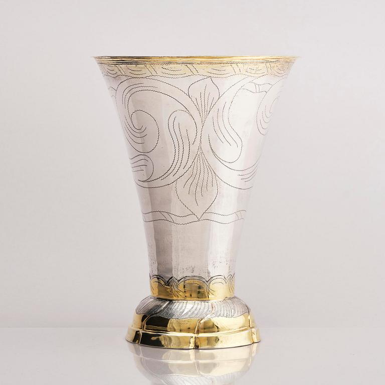 Gustaf Elfström, bägare, delvis förgyllt silver, Sala 1797. Gustaviansk.