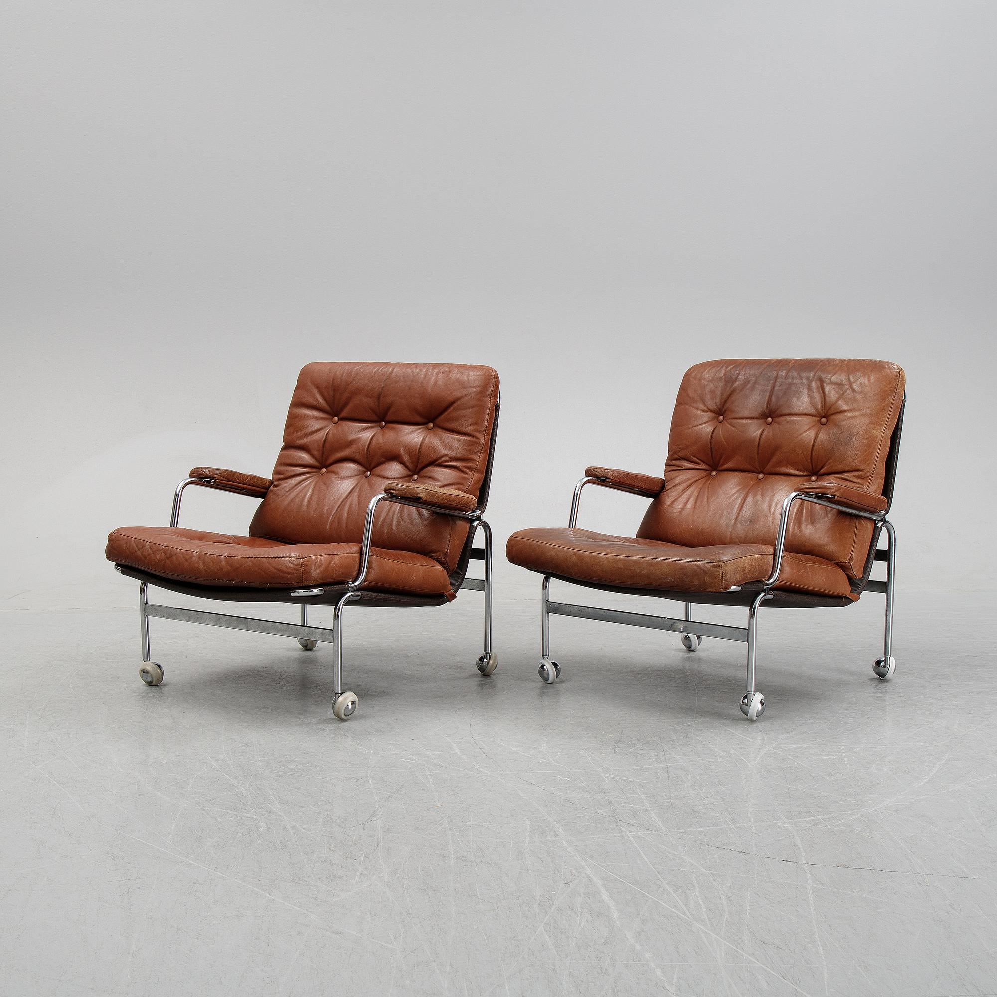 A pair of 'Karin' easy chairs by Bruno Mathsson for Dux, designed 1969.