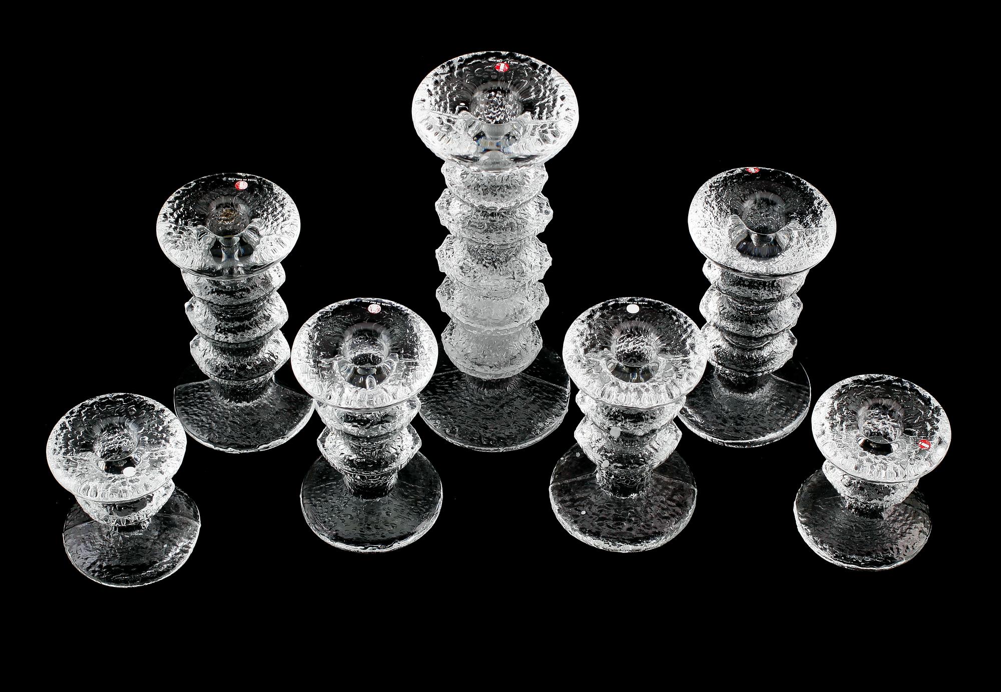 LJUSSTAKAR, 7 st, glas, "Festivo", Timo Sarpaneva, Iittala.