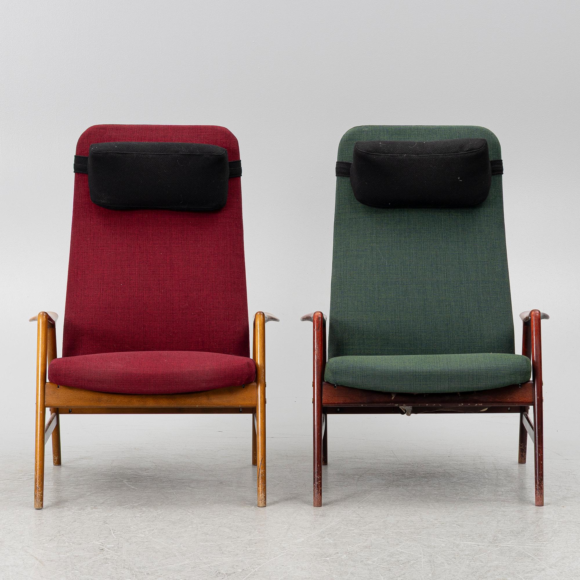 Alf Svensson, Armchairs, 2 pcs, "Contour", Ljungs Industrier, second half of the 20th century.