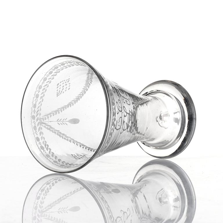 A late Gustavian glass beaker probably from Cedersberg glass manufactory, circa 1800.