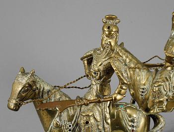 FIGURINER, ett par, mässing, orientaliska, 1900-talets andra hälft.