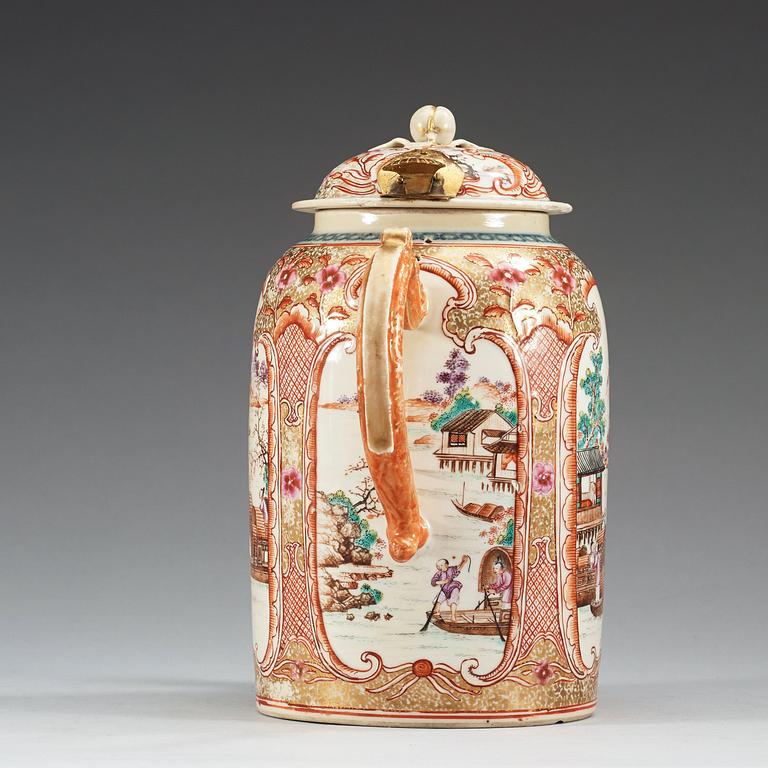 A famille rose teapot with cover, Qing dynasty, Qianlong (1736-95).