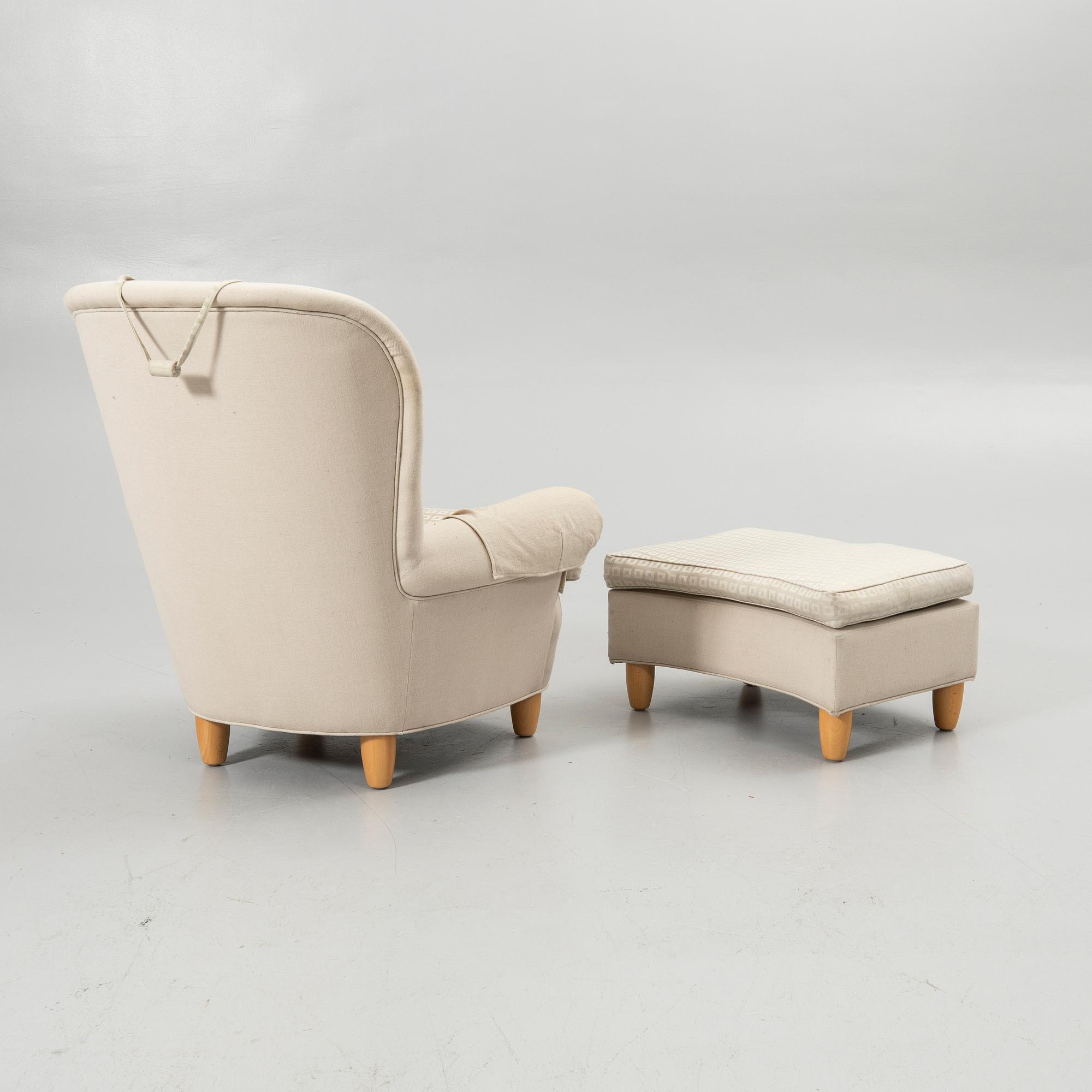 Carl Malmsten, Armchair with footstool, “Jättepaddan”, O. H. Sjögren, Tranås.