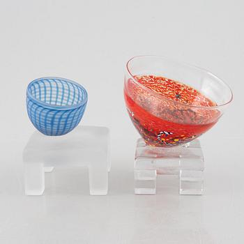 Bertil Vallien, two glass sculptures, Kosta Boda.