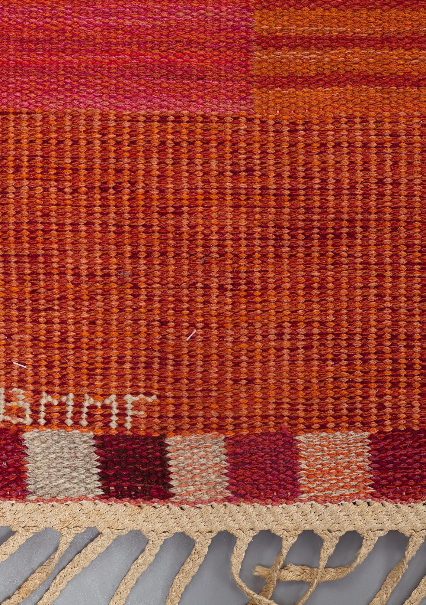 Marianne Richter, MATTA, "Fasad, orange", rölakan, ca 351,5 x 253,5 cm, signerad AB MMF MR.