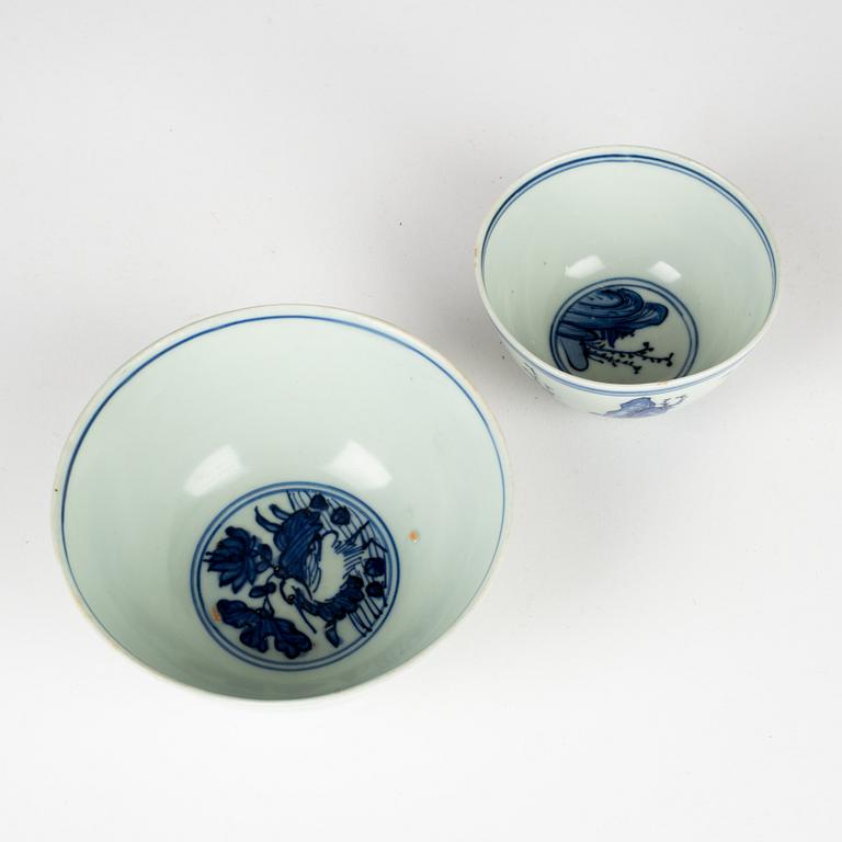 Two blue and white bowls, Ming dynasty (1368-1644).