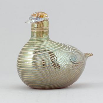 Oiva Toikka, a glass bird, signed, Nuutajärvi.