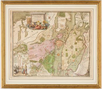 Johann Baptist Homann · JOHAN BAPTISTA HOMANN, karta, gravyr, "Stockholm", 1700-tal.