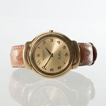 HERRARMBANDSUR, 18 k guld, Rolex, Cellini, Quartz. Vikt ca 72 g.