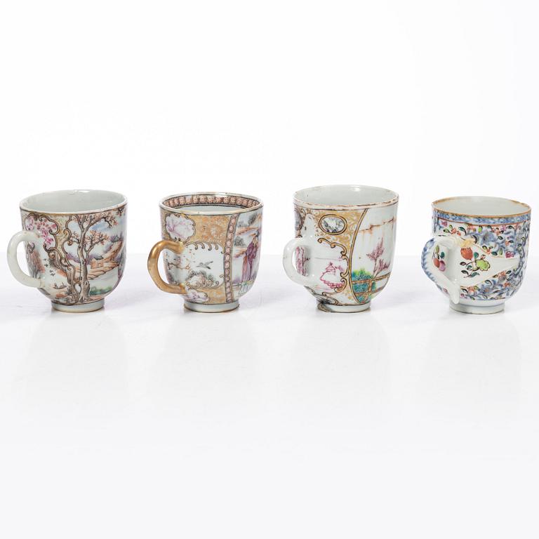 Thirteen porcelain cups, China, mostly 18th century.
