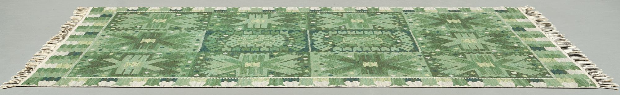 Barbro Nilsson, A CARPET, "Nejlikan grön", flat weave, ca 276,5 x 214,5 cm, signed AB MMF BN.