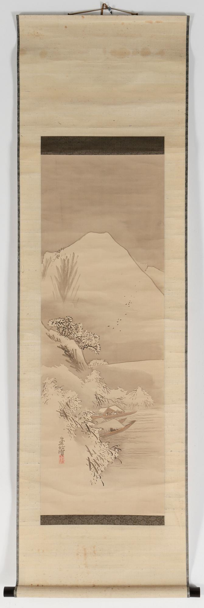 RULLMÅLNINGAR, 3 st, på papper, Japan 1900-tal.