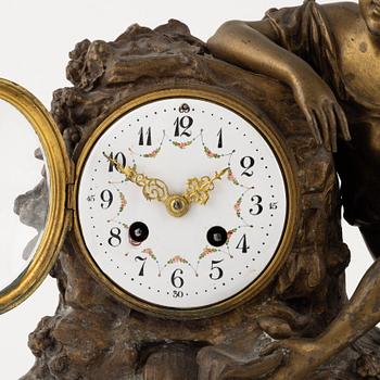 A mantle clock, after Francois and Louis Moreau, France, around 1900.