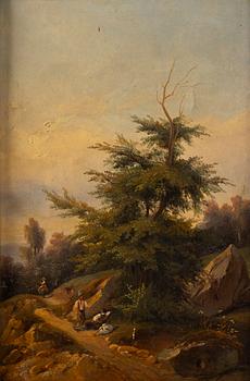 Attributed to Léon Cogniet, Landscape with Hikers.