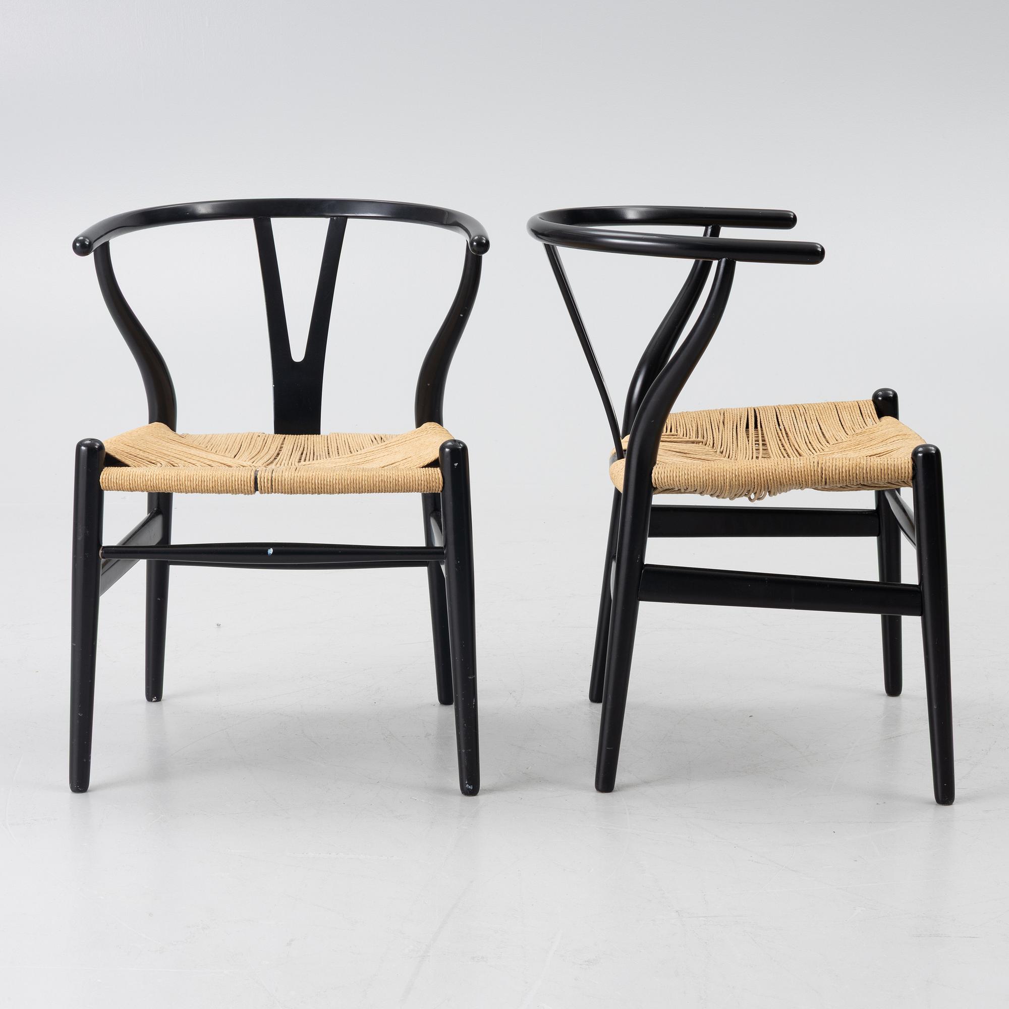 Hans J. Wegner, stolar, 4 st, CH24/"Y-stolen", Carl Hansen & Son, Danmark, 1900-talets andra hälft.