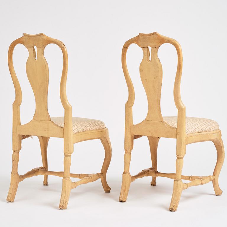 A pair of Swedish Rococo chairs by O Höglander (master in Stockholm 1745-65).