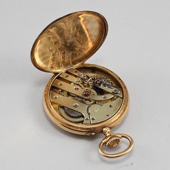 FICKUR, 18 k, 1900-tal, samt klockställ i silver, Anders Johan Lundberg, 1850, total vikt ur 89 g.