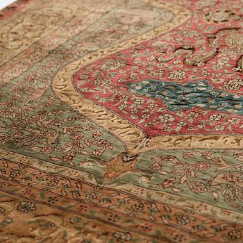 Matta, antik silke Kum Kapi med metallbroschering, Istanbul omkring 1910, "Sultan's Head Prayer" design.