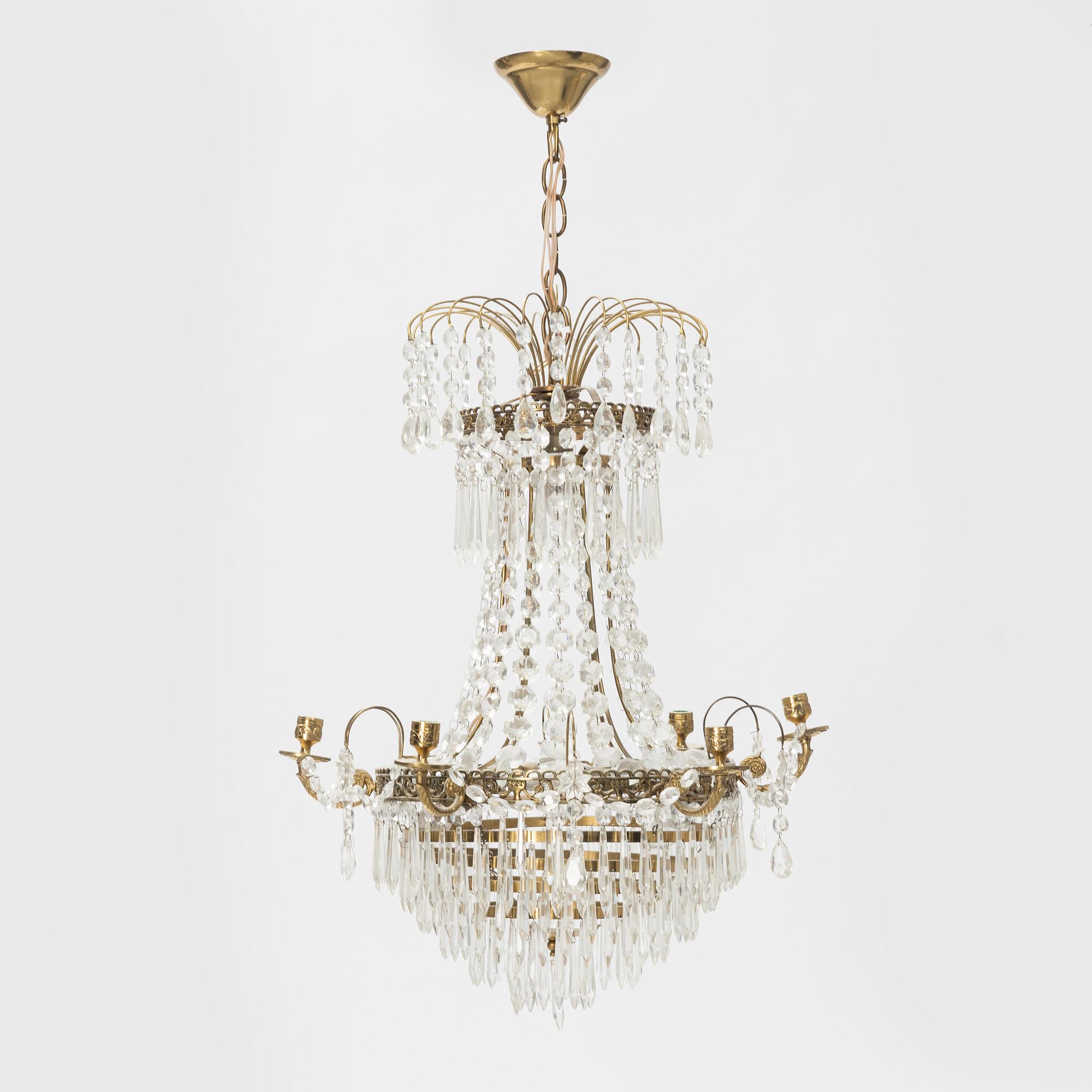 An Empire style chandelier, later part of the 20th Century.
