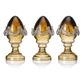 130. Anna Berglund, Anna Berglund, a set of three glass sculptures 'Glass eggs', Sweden 2007, ed. 1/6, 2/6 and 6/6.