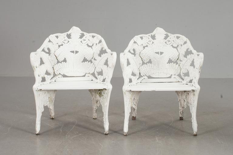 TRÄDGÅRDSFÅTÖLJER, ett par, Byarum Bruk, aluminium. 1900-tal.