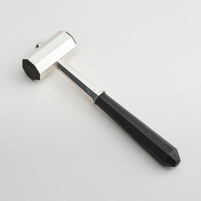 Wiwen Nilsson, a sterling silver and wood ceremonial mallet, Lund, Sweden, 1962.