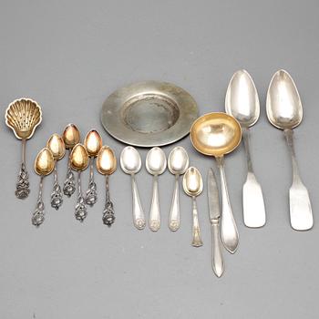 PARTI SILVER, 16 delar, bl.a CG Hallberg Stockholm 1936, vikt ca 403 gram.