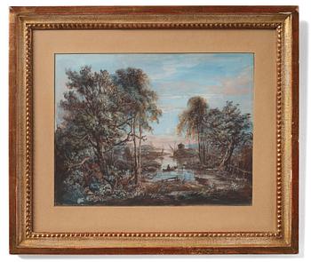 Elias Martin Attributed to, Costal landscape with forecastle.