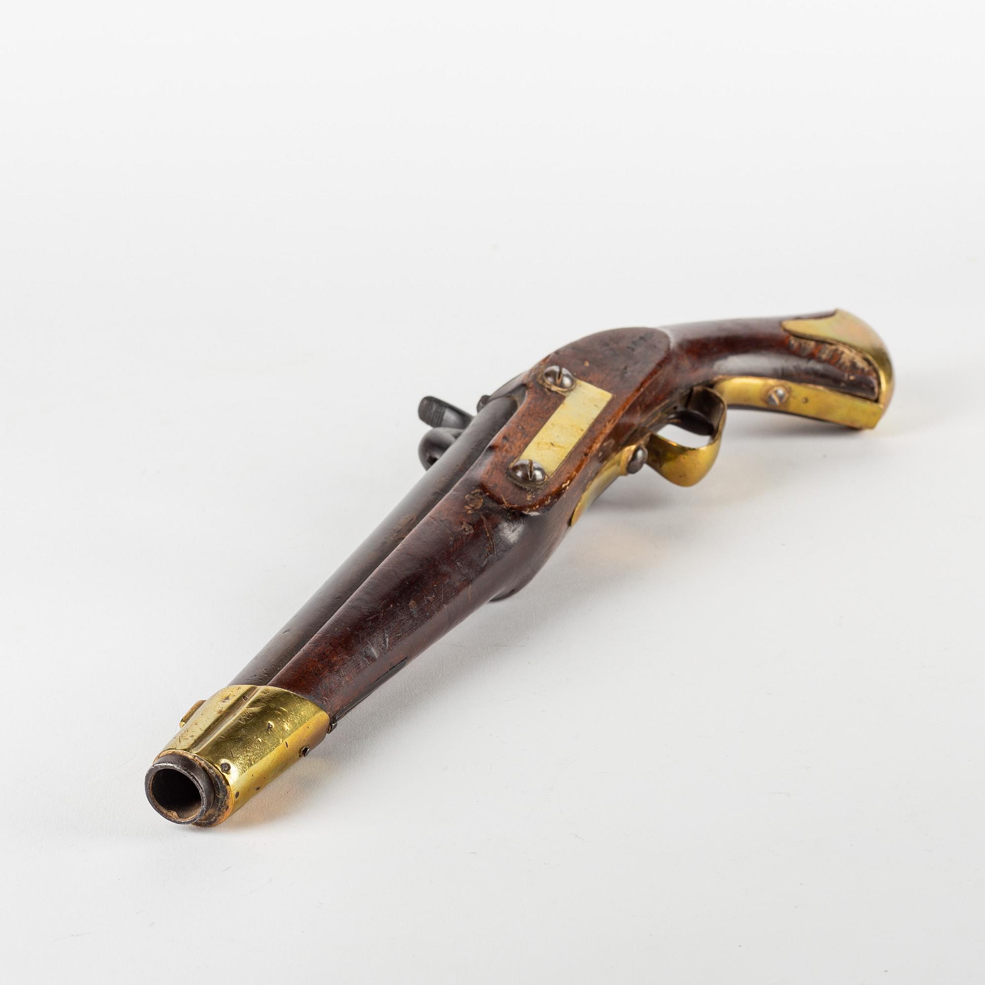 A Swedish percussion pistol, 1820-49 pattern.
