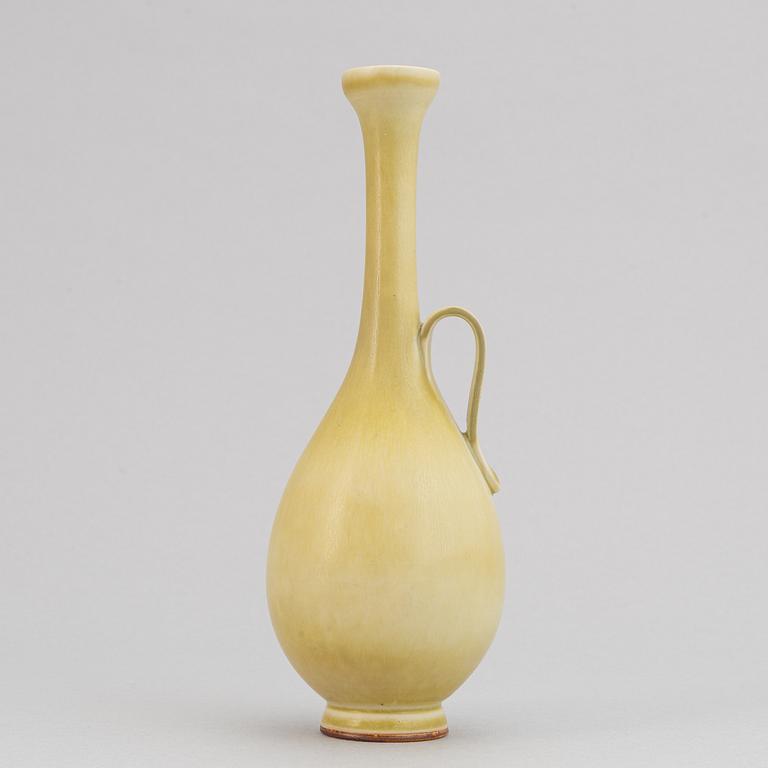 Berndt Friberg, a stoneware vase with handle, Gustavsberg studio, Sweden 1954.