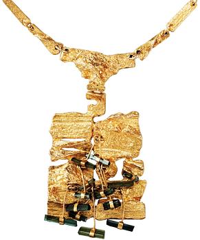 Björn Weckström, A Björn Weckström 18k gold pendant 'The flowering wall' with tourmalines by Lapponia,