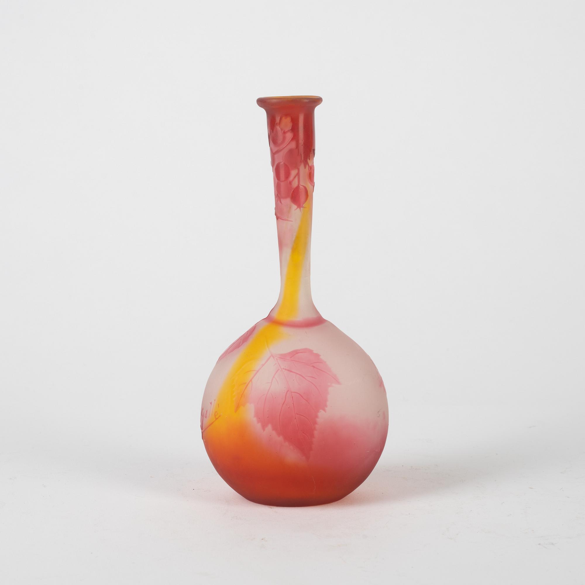 Emile Gallé, vase, glass, Art Nouveau, Nancy, France, early 20th century.