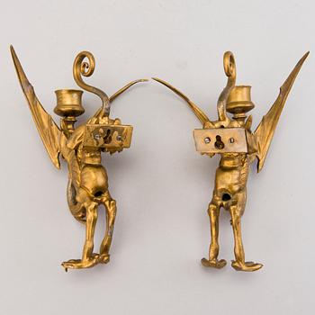 A PAIR OF WALL SCONES, bronzed metal, Russia late 19th century.