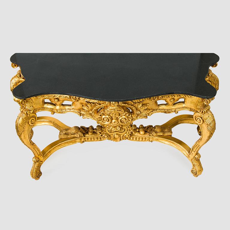 Mirror with console table, Baroque style, late 20th century.