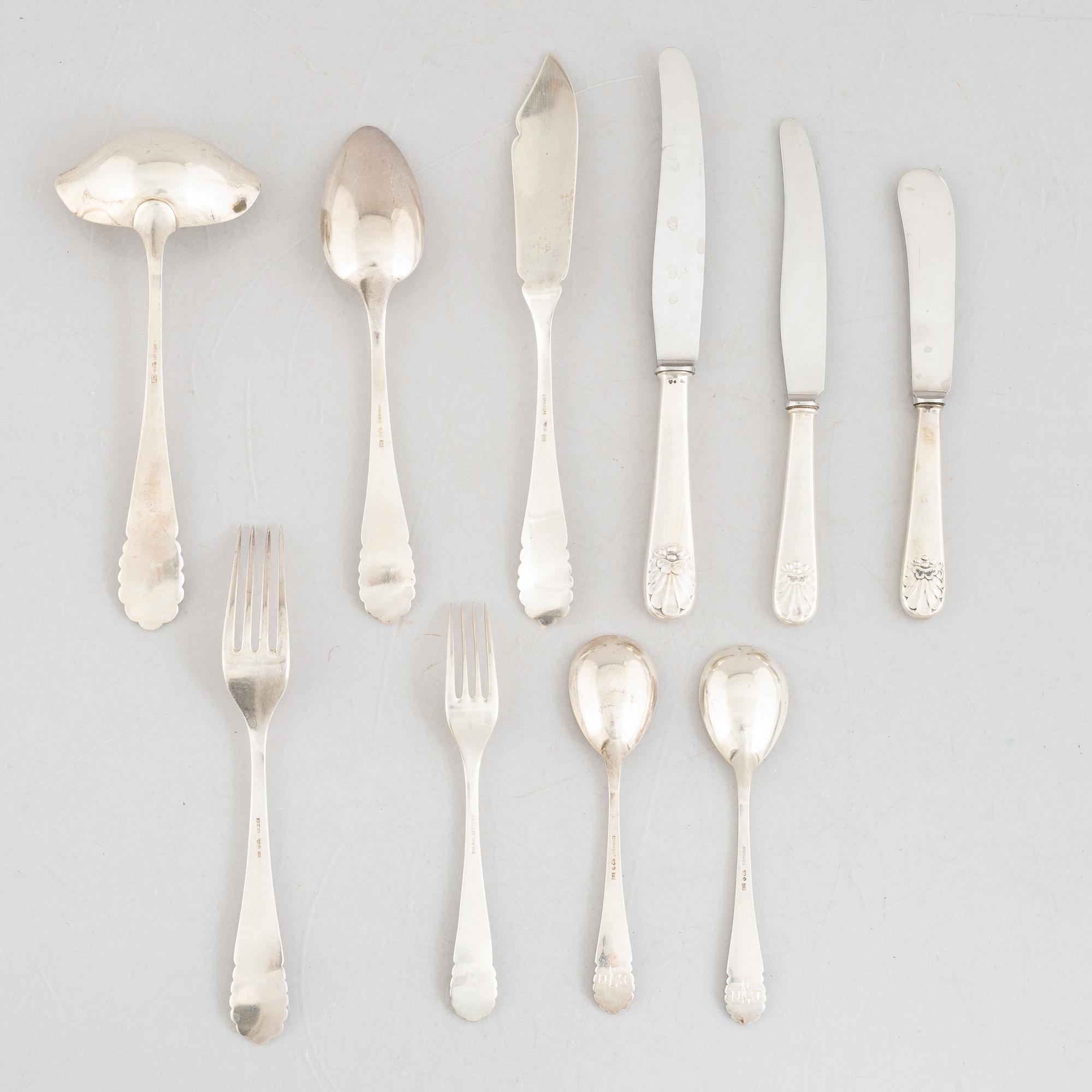 Cutlery service, 81 pieces, silver, model "Snäck" MGAB, Uppsala, second half of the 20th century.