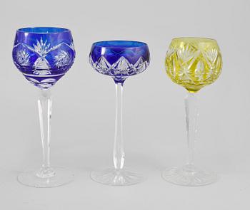 GLAS SAMT KARAFF, 16 delar, Böhmisk typ, 1900-tal.